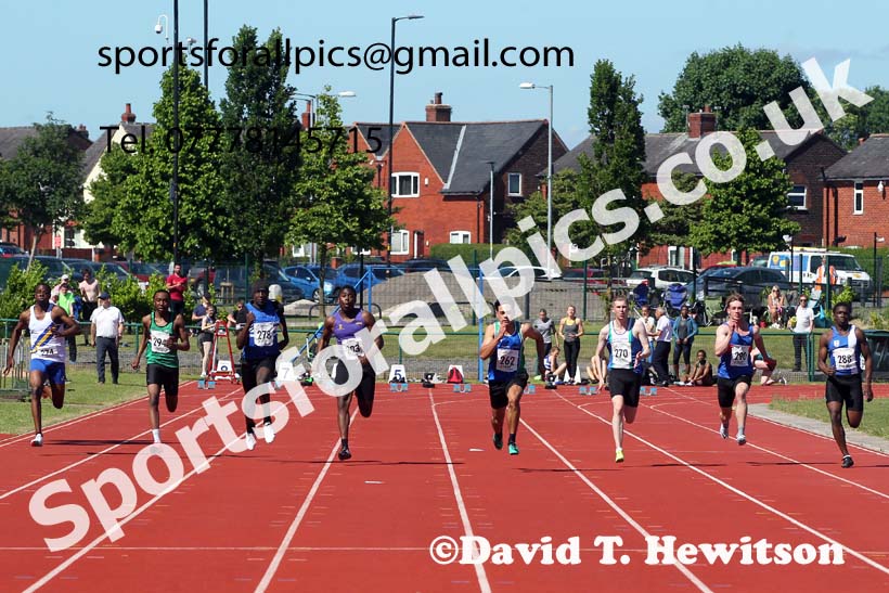 Mens under-20s 100 metres, 2021 Northern Senior and Under-20s Champs., Leigh. Photo: David T. Hewitson/Sports for All Pics
